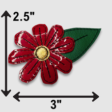Load image into Gallery viewer, 'holiday daisy' leather brooch (red)
