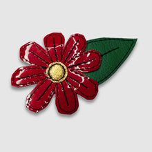 Load image into Gallery viewer, 'holiday daisy' leather brooch (red)