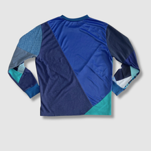 Load image into Gallery viewer, 'birthday blues' all-over patchwork crewneck long sleeve shirt