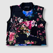 Load image into Gallery viewer, SMALL - black florals 'all-over reroll' cropped tank top
