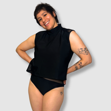 Load image into Gallery viewer, SMALL - the 'black + mesh' crop top