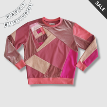 Load image into Gallery viewer, 'birthday pink' all-over patchwork crewneck sweatshirt