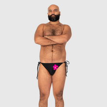 Load image into Gallery viewer, XLARGE - the 'black + neon florals' string swim brief