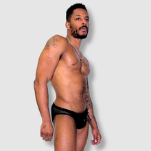 Load image into Gallery viewer, XLARGE - the 'black + mesh' swim brief