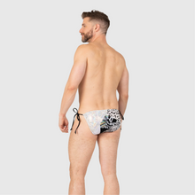 Load image into Gallery viewer, 2XLARGE - the 'black + white' string swim brief