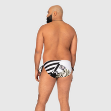 Load image into Gallery viewer, 2XLARGE - the 'black + white' string swim brief