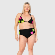 Load image into Gallery viewer, 2XLARGE - the 'black + neon florals' high waisted bikini bottom