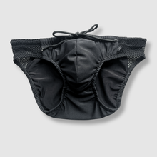 Load image into Gallery viewer, XLARGE - the 'black + mesh' swim brief