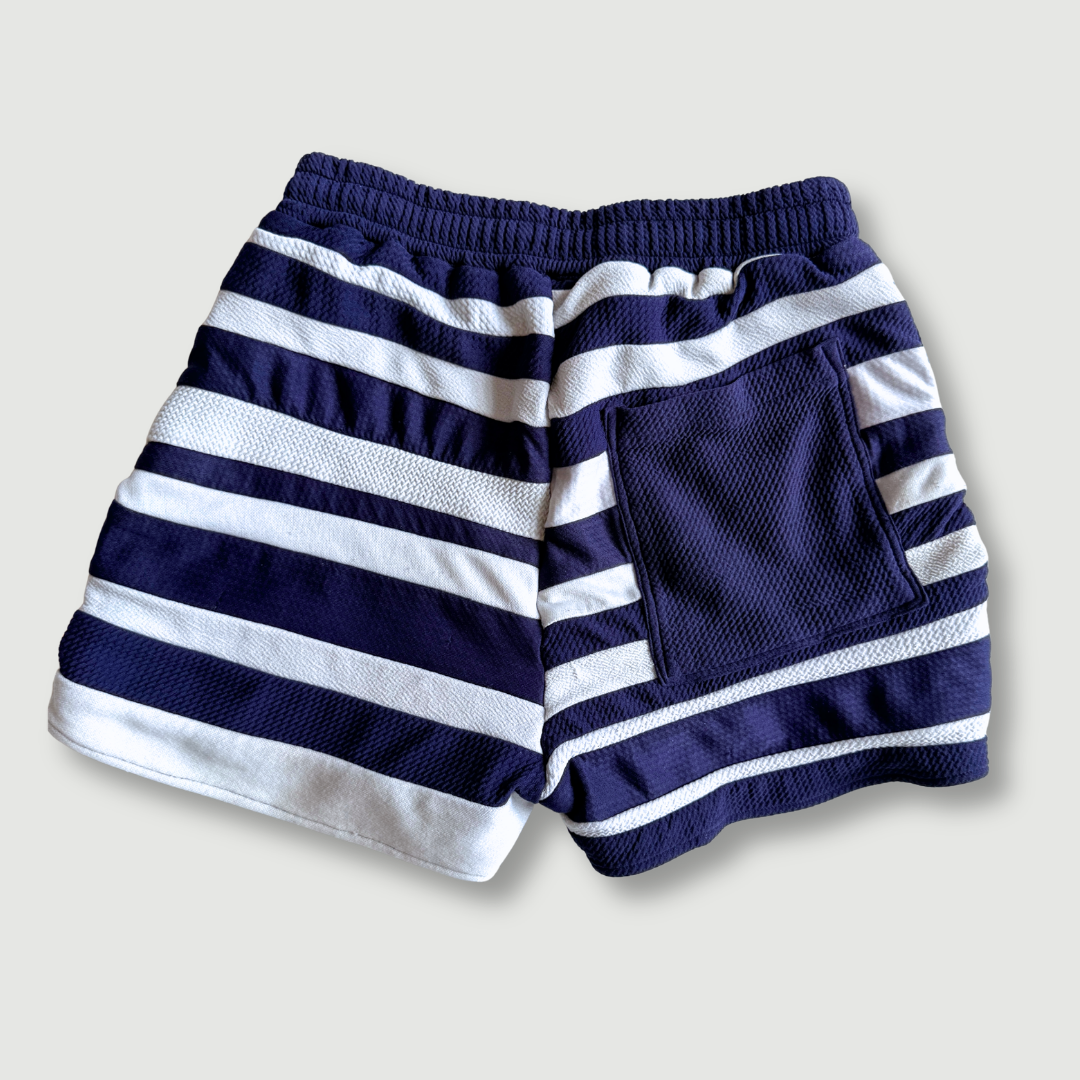 size extra small - preloved - blue + white striped short short