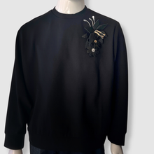 Load image into Gallery viewer, 'black tie blooms' leather brooch