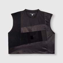 Load image into Gallery viewer, SMALL - black 'all-over reroll' cropped tank top