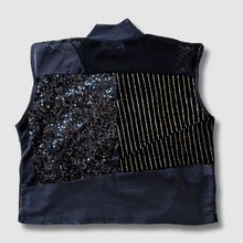 Load image into Gallery viewer, black sequined 'all-over reroll' cropped mock neck tank top