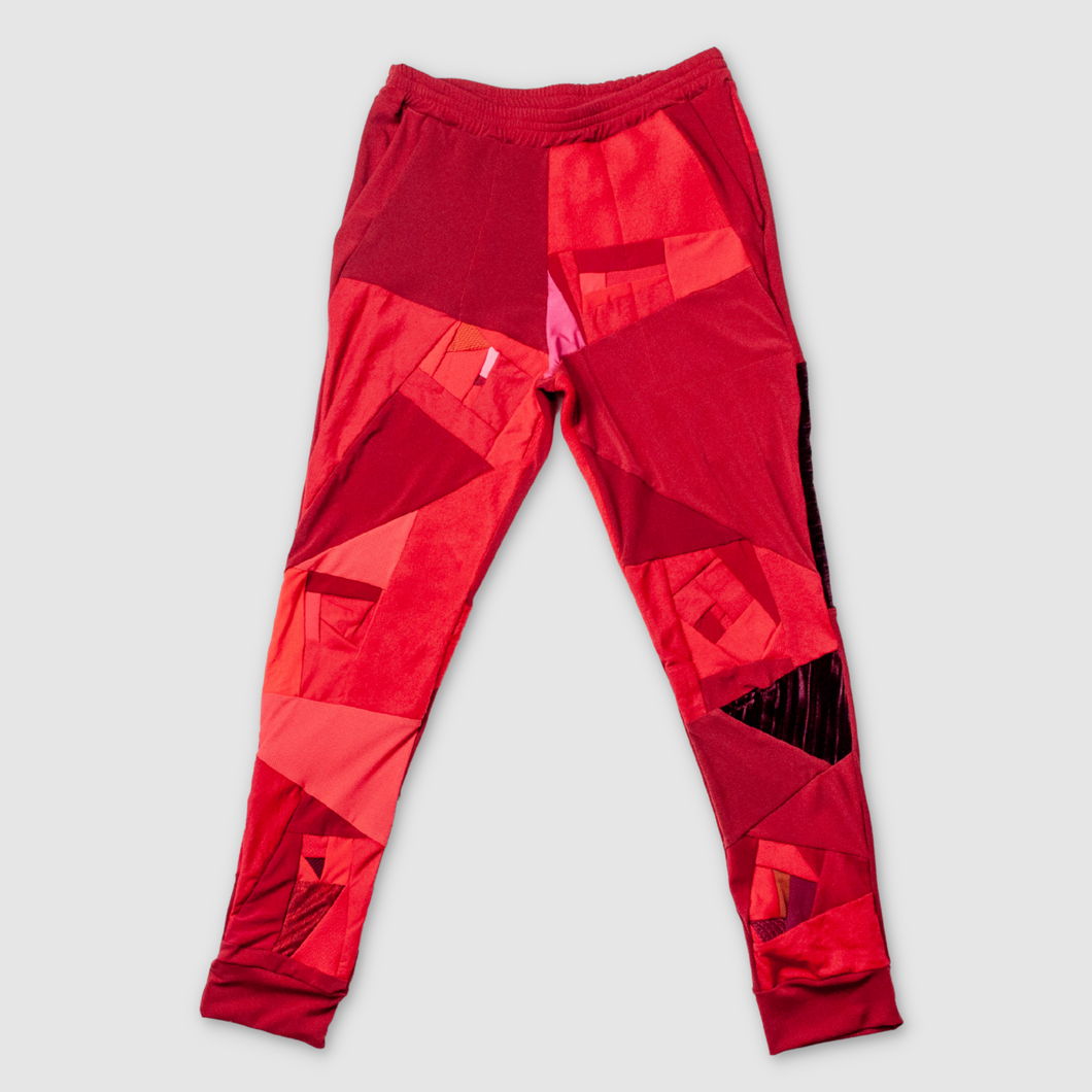 red jogger made by zero waste daniel a sustainable fashion brand in ny