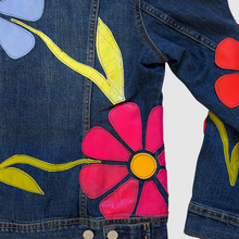 Load image into Gallery viewer, denim 'leather daisies' jacket