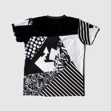 Load image into Gallery viewer, black + white 'all-over reroll' short sleeve tee shirt