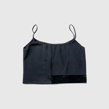 Load image into Gallery viewer, 2XLARGE - black 'all-over reroll' spaghetti strap cropped tank top