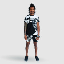 Load image into Gallery viewer, black + white 'all-over reroll' short sleeve tee shirt