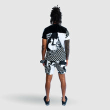 Load image into Gallery viewer, black + white 'all-over reroll' short sleeve tee shirt
