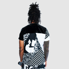 Load image into Gallery viewer, black + white 'all-over reroll' short sleeve tee shirt
