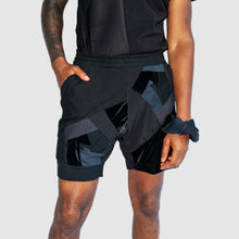 Load image into Gallery viewer, black 'all-over reroll' bundle (tee shirt + short)