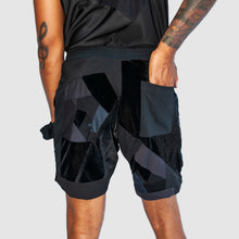 Load image into Gallery viewer, black 'all-over reroll' bundle (tee shirt + short)