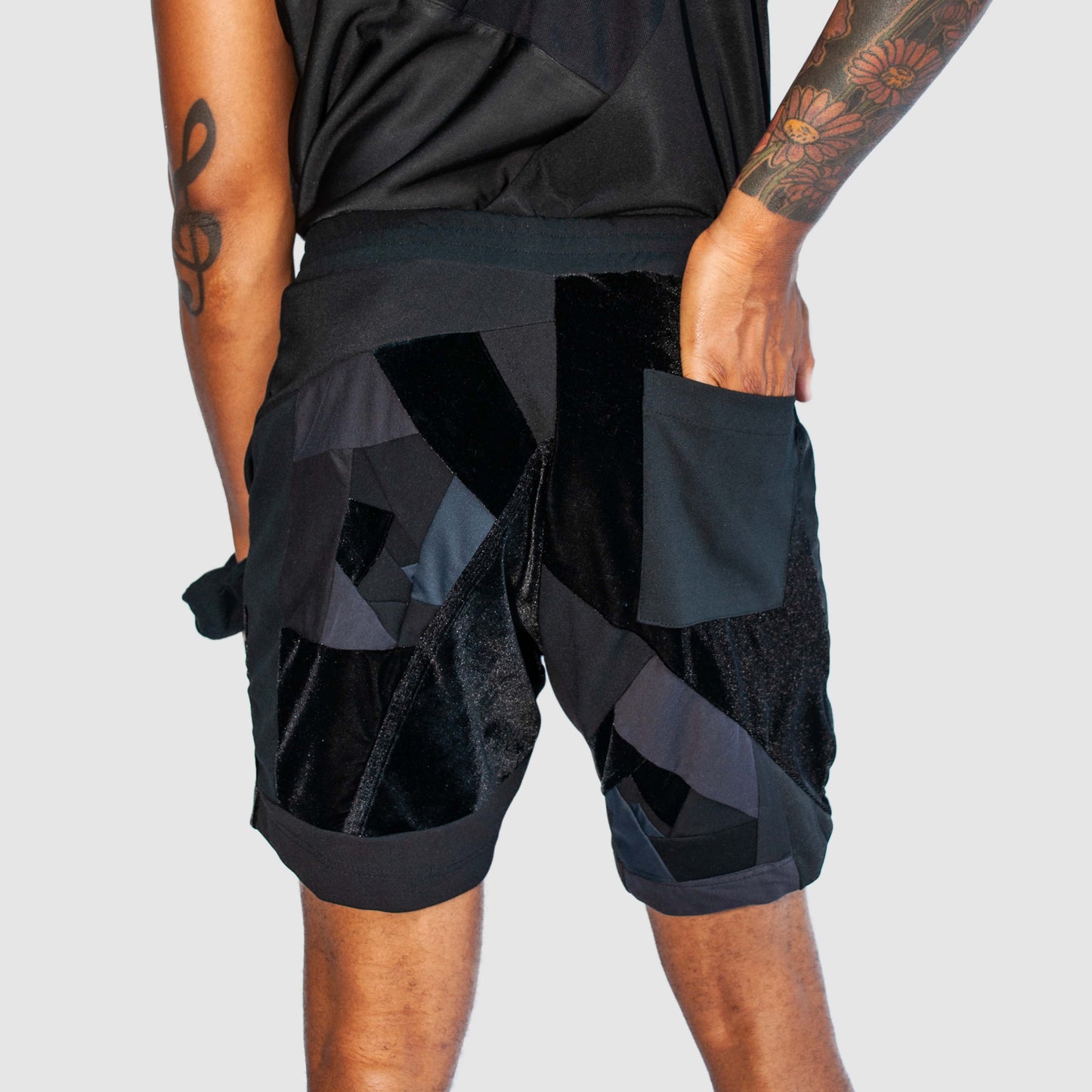 black 'all-over reroll' short
