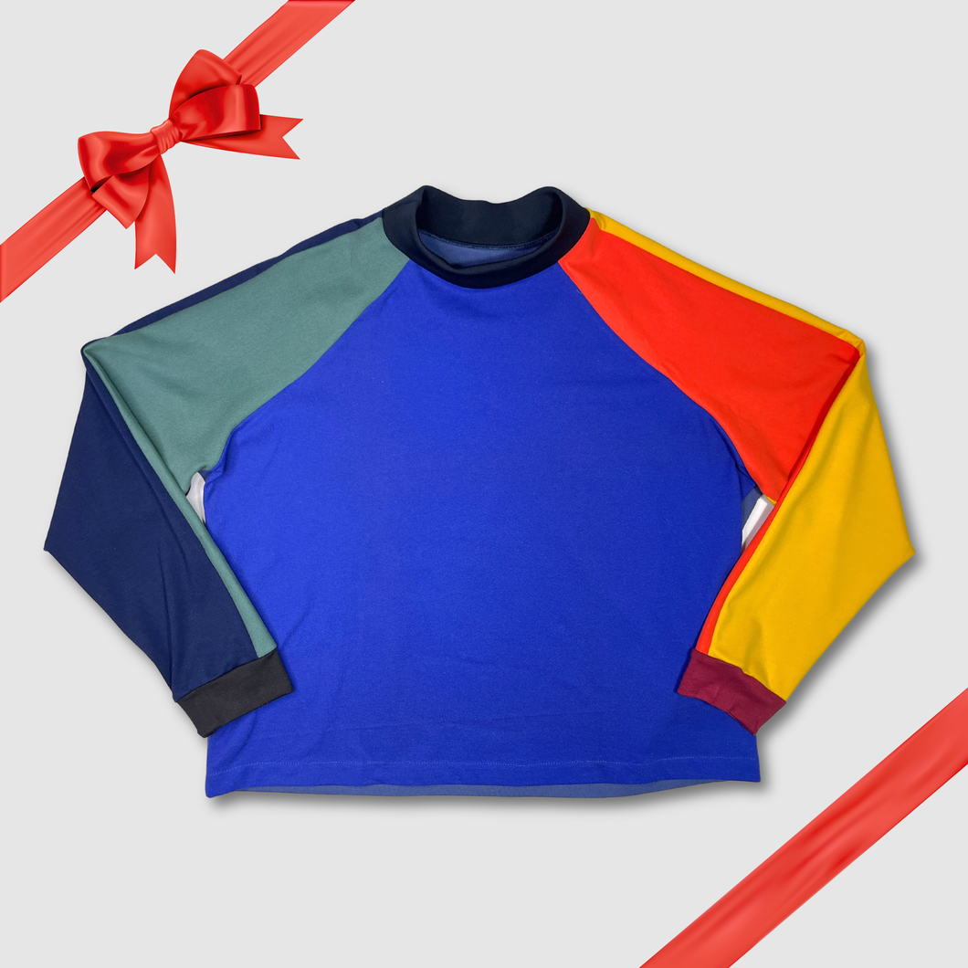 in-stock holiday - SIZE: 3XL - primary colors 'color block' sweatshirt