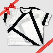 Load image into Gallery viewer, in-stock holiday - SIZE: 2XL - white + black stripes short sleeve tee shirt
