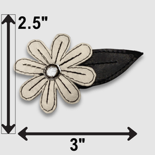 Load image into Gallery viewer, &#39;black tie daisy&#39; leather brooch (white)
