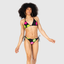 Load image into Gallery viewer, XLARGE - the &#39;black + neon florals&#39; string bikini bottom
