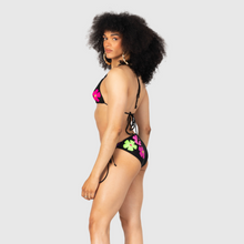 Load image into Gallery viewer, XLARGE - the &#39;black + neon florals&#39; string bikini bottom
