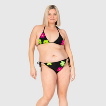 Load image into Gallery viewer, XLARGE - the &#39;black + neon florals&#39; string bikini bottom
