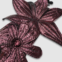 Load image into Gallery viewer, &#39;metallic blooms&#39; leather brooch (maroon)

