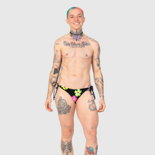 Load image into Gallery viewer, XLARGE - the &#39;black + neon florals&#39; string bikini bottom

