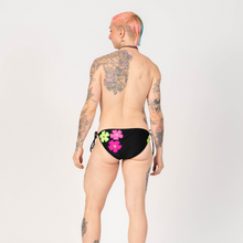 Load image into Gallery viewer, XLARGE - the &#39;black + neon florals&#39; string bikini bottom
