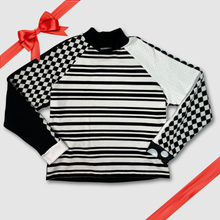 Load image into Gallery viewer, in-stock holiday - SIZE: L - black + white &#39;color block&#39; sweatshirt
