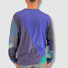Load image into Gallery viewer, 'birthday blues' all-over patchwork crewneck long sleeve shirt
