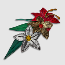 Load image into Gallery viewer, &#39;holiday blooms&#39; leather brooch

