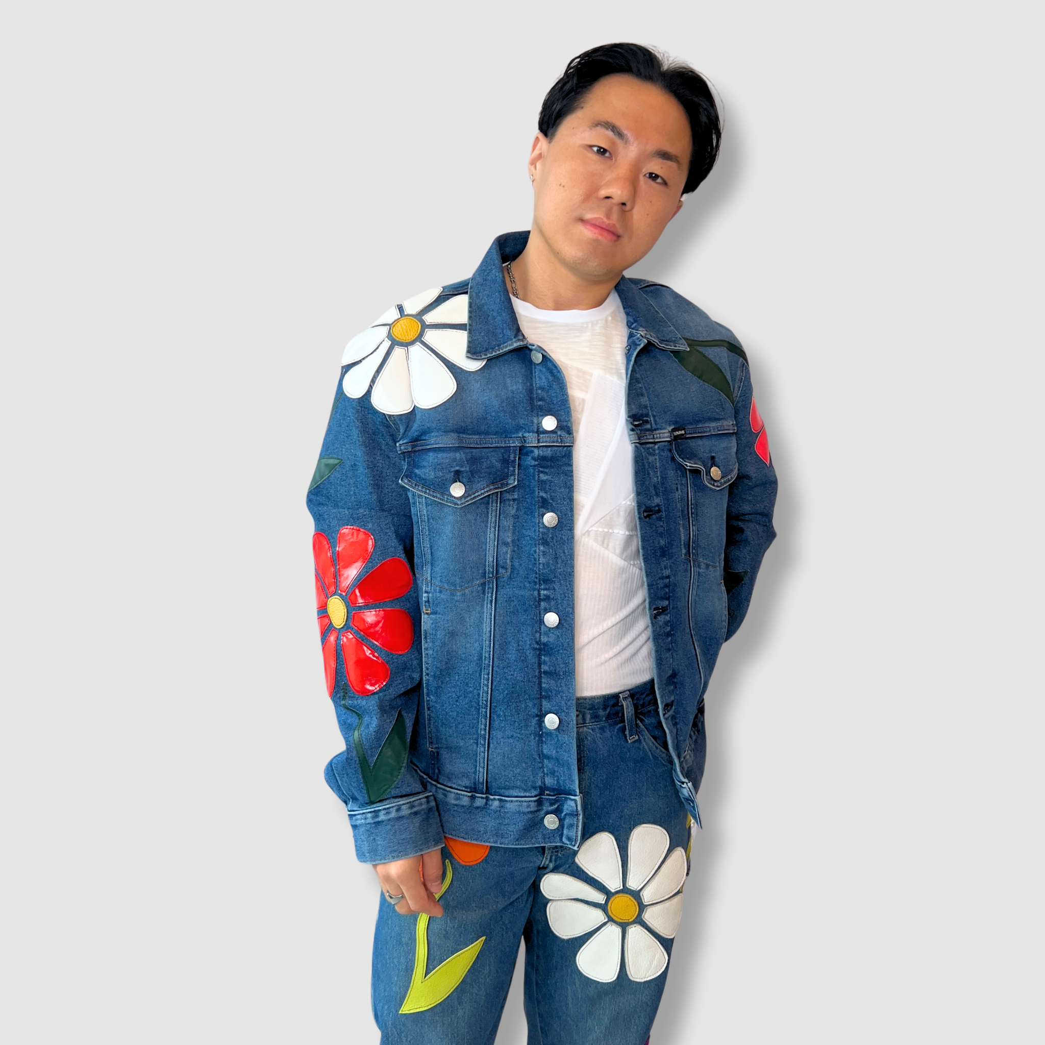 denim 'leather daisies' jacket – Zero Waste Daniel