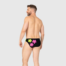 Load image into Gallery viewer, the &#39;black + neon florals&#39; classic swim brief

