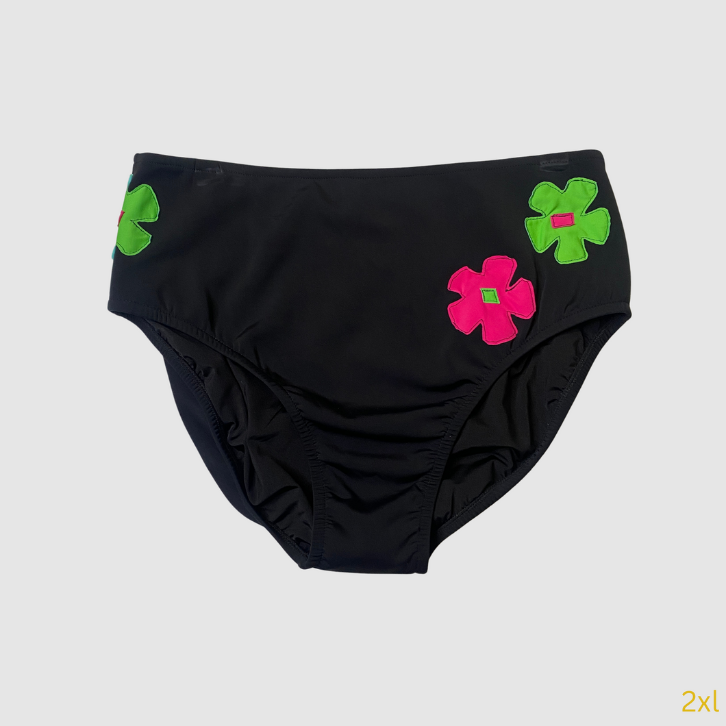 2xl neon florals high waisted bikini bottom - IN STOCK