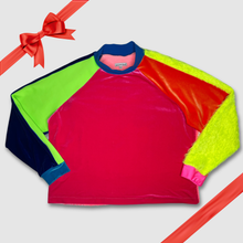 Load image into Gallery viewer, in-stock holiday - SIZE: 3XL - neon + fuzzy color blocked sweatshirt
