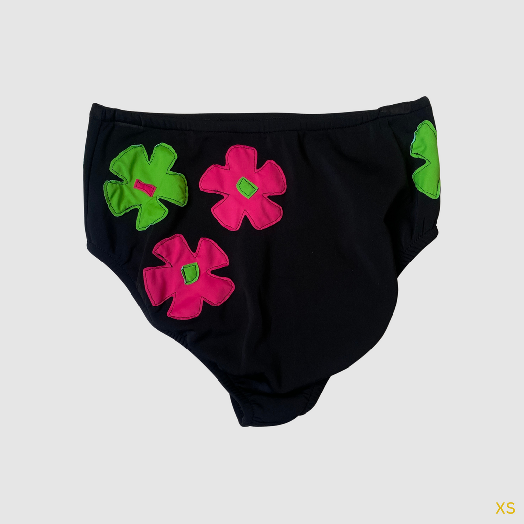 xs neon florals high waisted bikini bottom - IN STOCK