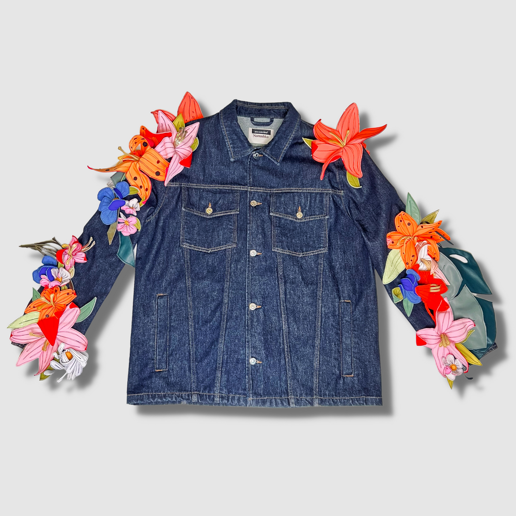 1/1 one-of-a-kind denim floral jacket