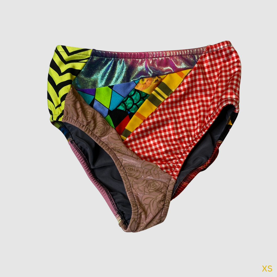 xs mixed print high waisted bikini bottom - IN STOCK