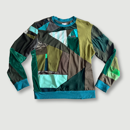 size large - preloved - green "all-over reroll" sweatshirt