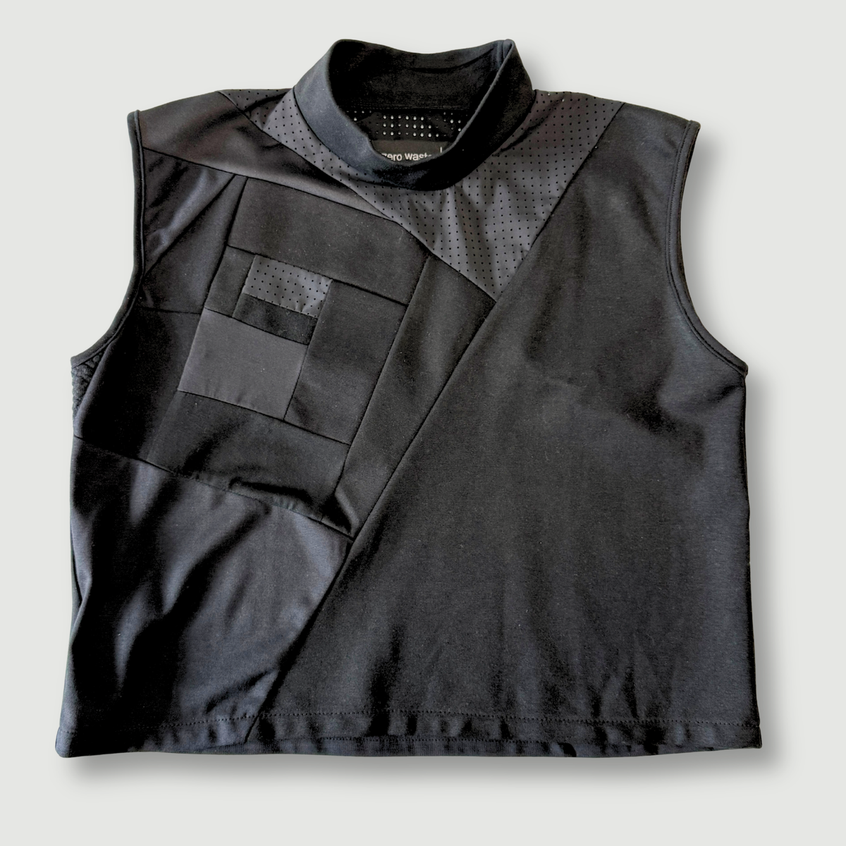 size small - sample sale - black + mesh crop top