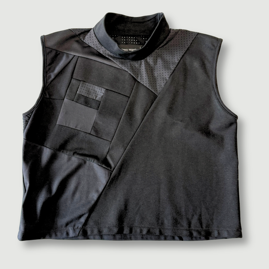 size small - sample sale - black + mesh crop top