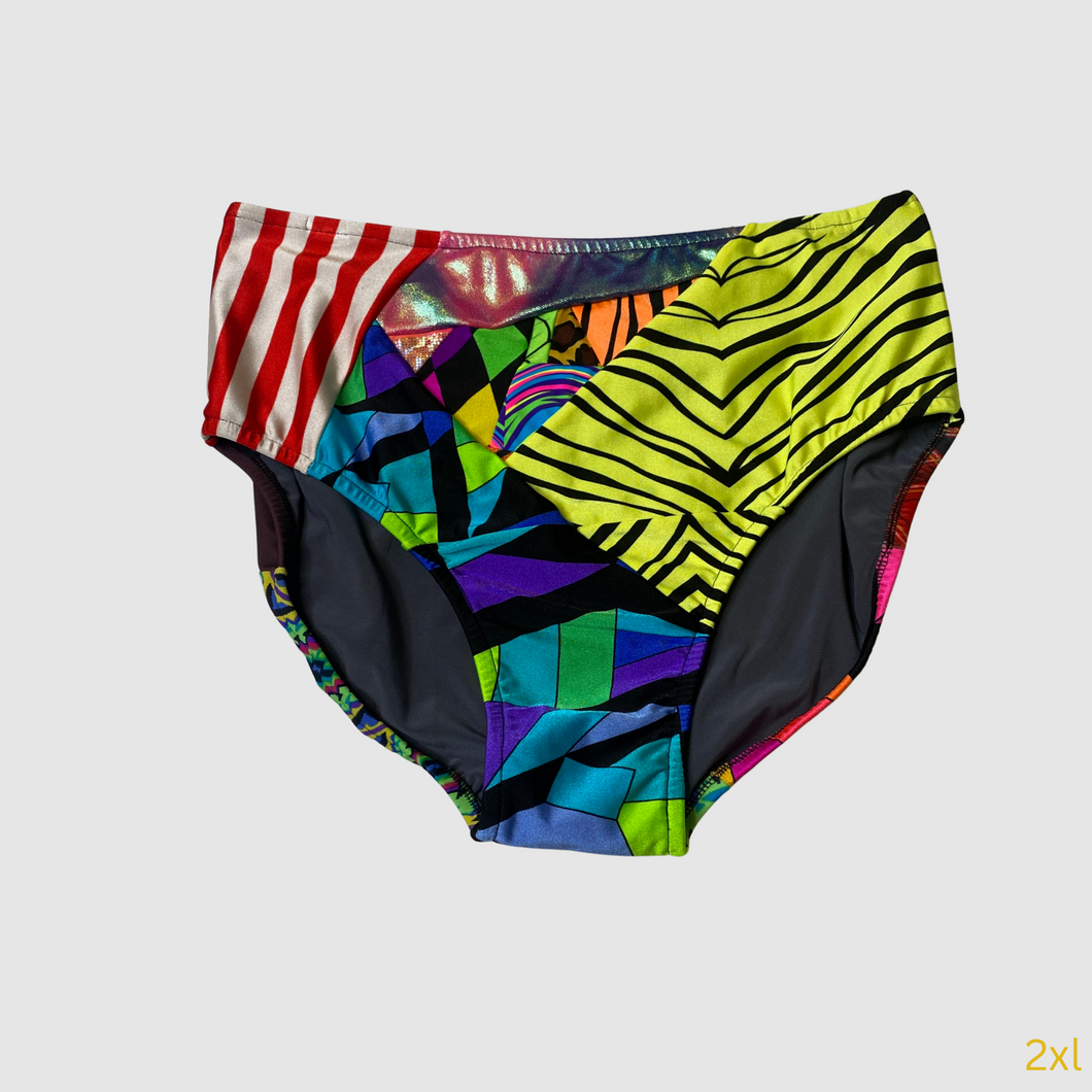 2xl mixed print high waisted bikini bottom - IN STOCK