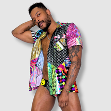 Load image into Gallery viewer, the &#39;mixed print&#39; short sleeve button-down
